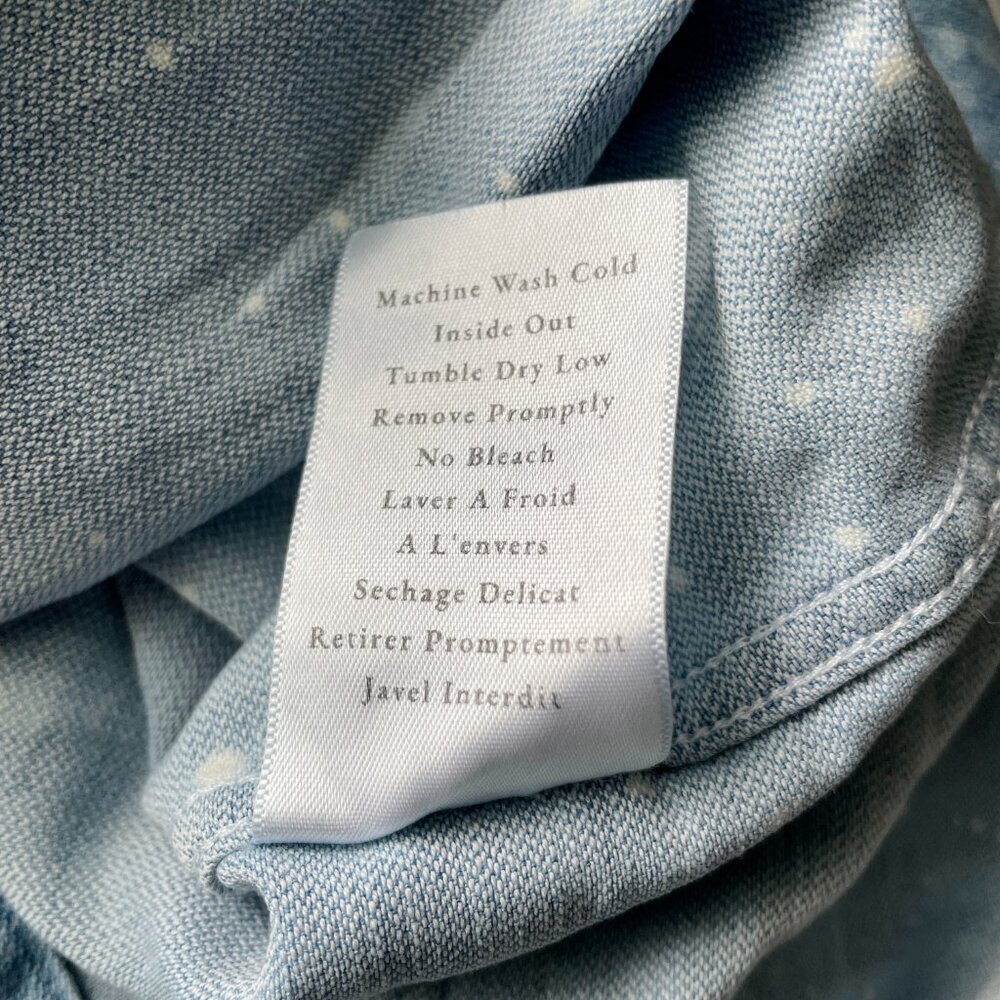 Frank & Eileen Mary Splatter Famous Denim Dress L Light Blue Cotton Shirt - Picture 8 of 9